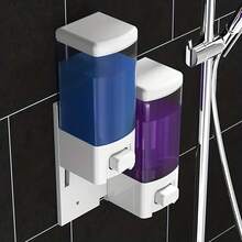 1/2个装壁挂式皂液器 - 白色 | 手动厨房/浴室防漏喷嘴容器，适用于液体/凝胶/洗发水/沐浴露/洗面奶，浴室皂液器，酒店浴室配件，现代浴室用品，厨房配件，厨房工具 - 白色 - 查看 10