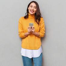 EstiloEstiloPaquete De 2 Extensor De Camisa De Capas Para Mujer, Extensor De Camisa De Barrido Inferior Superior Falso De Falda, ExtensióN De Camisetas Para Mujer, Ajustables, Blanco Y NegroVersió Mejorada - Estilo de botón - Ver 8