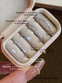 5件套奢华精致微镶锆石链条设计独特可调节铜戒指套装，适合女性日常及派对佩戴（不含礼盒）