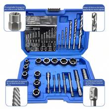 Juego de 26 piezas de extractores de tornillos y juego de brocas izquierdas, con adaptador hexagonal, herramienta de extracción de tornillos fácil de quitar para pernos pelados, dañados, oxidados - Plateado - Ver 6