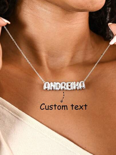 Collar con colgante de nombre en 3D en miniatura personalizado, collar de letra de burbuja de acero inoxidable, collar de cadena con caja de nombre de globo minimalista de acero inoxidable, regalo de Navidad para hombres y mujeres