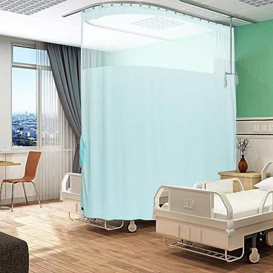 Flame Retardant Hospital Curtain Hanging Medical Privacy Room Divider Cubicle Curtains - Meets For Fire Retardant Testing According To NFPA-701 1 Panel Lake Blue 9x8ft - LakeBlue - View 1