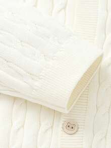 Balabala 2025 Baby Knitted Cardigan, Toddler Boys' Cable Knit Sweater - Soft & Comfortable Daily Warm Layer - Off-white - View 5