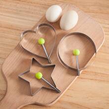 5-Piece Thickened Stainless Steel Omelette Pan, Heart-Shaped Egg Cooking Mold, Creative Egg Ring, Boiled Egg Grinding Tool - Silver - View 8