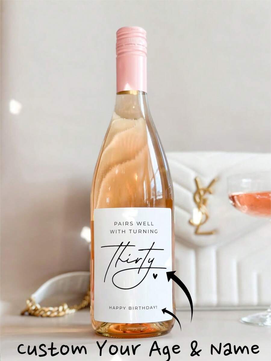 1pc Personalized Wine Bottle Sticker | Customized Photo Wine Label Waterproof & UV Resistant | Party Decoration Sticker | Wedding, Birthday, Anniversary, Engagement, Custom Wine Bottle Label | Unique Same- Partner Gift Idea | LGBTQ Wedding Decor - Birthday - View 1