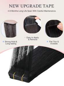 Bộ 20 lọn tóc nối Remy tự nhiên, kiểu tóc thẳng, dán ẩn, phù hợp cho nữ giới. - S1 - Xem 2