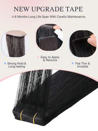 Tejplösta hårförlängningar i äkta hår 20 st/pack Remy rakt osynligt självhäftande tejplösta hårförlängningar lämpliga för kvinnor