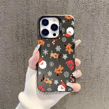 Funda de Teléfono Plateada Estética de Reno de Navidad y Hombre de Jengibre, Cubierta Protectora a Prueba de Golpes para Apple 16 11 15 14 13 12 Pro Plus, Regalo de Navidad Lindo para Mujeres, Hombres, Adolescentes y Chicas - Colores mixtos - Ver 4
