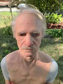 3D硅胶老人面具，成人硅胶面具，男士逼真乳胶面具，全头恐怖乳胶面具，恐怖节日头饰，老妇人乳胶面具，适合角色扮演、节日、派对