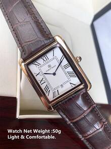 Pablo Raez 这款经典男士腕表套装包含多款产品，这款奢华的长方形男士腕表采用不锈钢复古表壳，饰以永不褪色的迷人玫瑰金点缀，搭配黑色和棕色超细纤维皮革表带，是一款时尚的男士配饰，防水深度达 50 米，并带有罗马数字日历显示，是一款绅士休闲石英腕表。