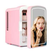 iceBlue LED Mirror Skincare Refrigerator- 4L Mini Fridge For Makeup & Drinks - Car/Home Portable Cooler