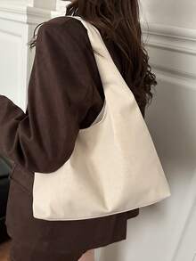Women's Solid Color PU Leather Fashion Large Capacity Shoulder Bag For Daily Use