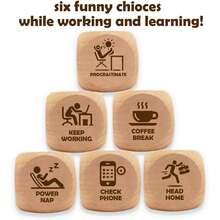 Dados de madera de decisión SilvaLex - 6 opciones divertidas, crea un ambiente para el trabajo y el estudio - Albaricoque - Ver 1