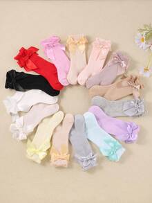 Bộ 8 đôi tất công chúa dài đến bắp chân, màu ngẫu nhiên, có nơ xinh xắn, phù hợp cho bé gái và trẻ nhỏ, tất thoải mái dài đến bắp chân, tất trẻ sơ sinh đáng yêu cho mọi mùa, thích hợp để mặc hàng ngày và làm quà tặng. Có thể phối với mọi trang phục, lý tưởng làm quà tặng ngày Valentine và trang phục dự tiệc. - Nhiều màu - Xem 5