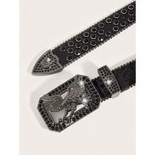 1pc Men's Heavy Duty Crystal Eye Studded Belt, Suitable For Daily Party Occasions Summer, School Fall, Autumn, Halloween Autumn-Winter Accessories,Suitable For Teens, Youth,Men,Casual, Outdoor, Athletic, Vacation, Graduation Gifts, Birthday, Daily Wear - 黑色 - 查看 8