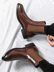 Botas Chelsea Retrô Masculinas, Botas de Motocicleta Clássicas, Marrom