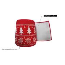 Collar de árbol de Navidad de punto para árboles de 5-9 pies falda de árbol ajustable de 23-30 pulgadas con copo de nieve y patrón de árbol de Navidad cubierta decorativa de base de Navidad rojo - Blanco - Ver 4