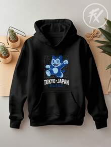 Blusa Moletom Retrô Cat Maneki Neko Gato Sorte Tokyo Japan CANGURU 3176 - Preto - Visão 1