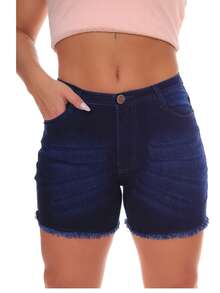 Women Denim Shorts - Rửa tối - Xem 2