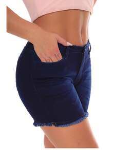 Women Denim Shorts - Rửa tối - Xem 8