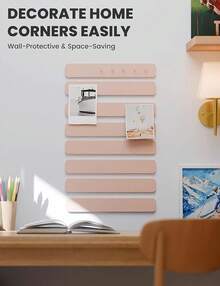 Cork Board Alternative Felt Strip Board 8-Pack 13"X2", Office Pin Board With 50 Push Pins, Adhesive Install For Bedroom Door & Home Office(Linen Dusk) - Hồng - Xem 5