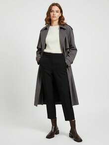 Fall/Winter 2025 Spring/Autumn New Square Toe Ankle Boots For Women, French Style Chunky Heel Mid-Heel Elastic Slim Boots - Brown - View 5