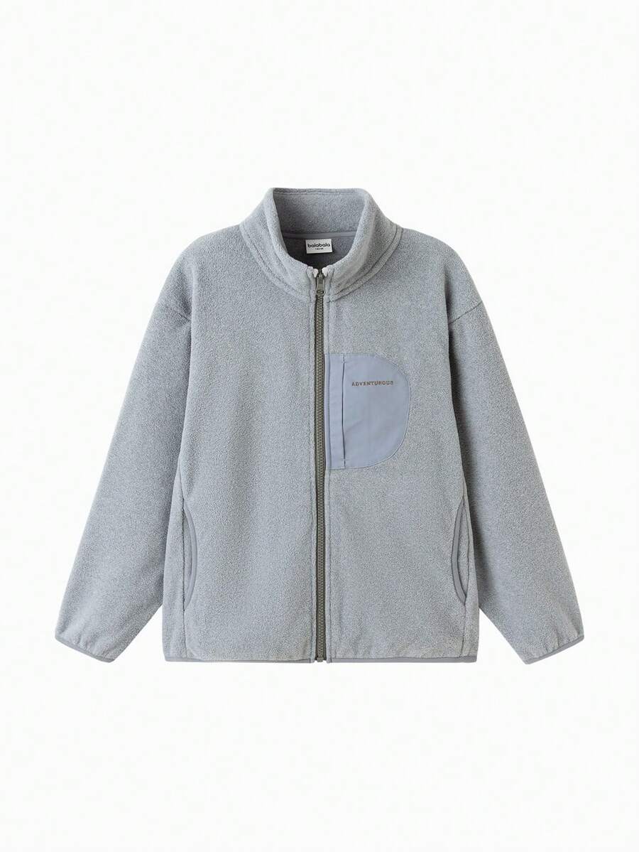 Balabala 2026 青少年男童春季防静电轻薄字母印花拉链休闲宽松外套 - 灰色調 - 查看 1