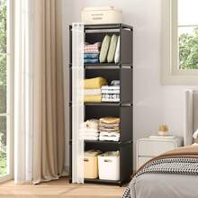 Tomnk 4/10-Compartments Simple Wardrobe, Large Capacity Wardrobe, Standalone Wardrobe, Suitable For Bedroom, Living Room, Entrance - 彩色 - 查看 1