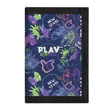 1pc Children/Teenager's Canvas Trifold Wallet, Made Of Polyester, Game Pattern, Hook And Loop Closure, Suitable For Daily Use And Holiday Gifts