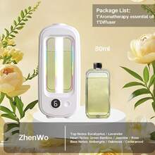 Hotel Grade Essential Oil Diffuser, Long-Lasting Indoor Mist, Aromatherapy Diffuser, Office Air Freshener, Quiet Aroma Diffuser, Home Automatic Fragrance Mist - Rechargeable/Desktop/Wall-Mountable/6 Adjustable Modes/Mood Light/6 Aroma Oils: Lavender, True Self, Gardenia, White Peach Oolong, Serenity, Shangri-La - White - View 9