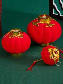 3/4/5厘米迷你红色植绒灯笼 - DIY吉祥挂饰，金色点缀，适用于婚礼、春节庆祝活动、户外装饰、植绒迷你灯笼婚礼装饰、户外悬挂饰品、新年春节装饰、乔迁装饰 - 彩色 - 查看 11