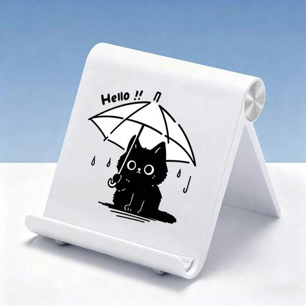 Cute Cartoon Cat Print Phone Stand For Desk - Ideal Desk Accessories For Content Creators, Portable And Foldable Mobile Phone Holder, Must - Have Influencer Item And Perfect Compatible With Iphone And Other Devices Bathroom Bathroom Accessories Bathroom Tools