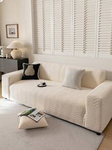 1pc All-Season Stretchy Sofa Cover, Anti-Slip Full Coverage Sofa Seat Cushion Slipcover, Machine Washable Dust-Proof Sofa Blanket, Pet-Friendly For Bedroom, Office, Living Room, Single/2/3/4 Seater - Beige - View 5