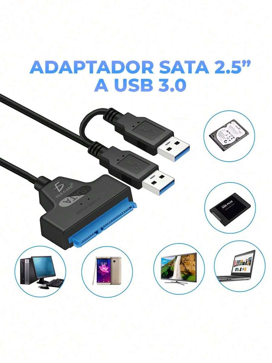 Cable Adaptador DISCO DURO 2.5 Sata A Usb 3.0 - Negro - Ver 1