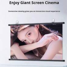 Projection Screen 4K HD Home Theater Projector Screen Manual Pull Down Movie Screen For Indoor Outdoor 60"/72"/84" - Xám - Xem 5