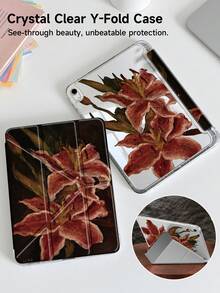 Ayotu 防震基础款平板电脑保护套，百合花油画图案，兼容iPad，超薄防摔平板电脑外壳，3+Y折叠智能支架设计，自动休眠/唤醒，兼容iPad 9.7/10.2/10.9/11/12.9英寸，第十代，Air 4/5，Air 11，兼容三星Galaxy Tab和Kindle，春季粉彩礼品 - 彩色 - 查看 7