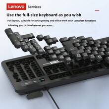 Lenovo KM101 Keyboard And Mouse Combo: Wired Mouse, Ergonomic Flat Keycaps, Laser-Printed Characters That Won't Wear Off, Plug-And-Play USB, Suitable For Students, Office And Home Use - Black - View 5