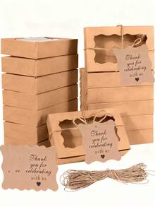 1/3/15pcs - Cookies & Pastries Boxes With Clear Window, Size: 7 X 4.3 X 1.5 Inches, Kraft Paper Material, Premium Baked Goods Gift Boxes For Desserts, Weddings, Parties, Christmas, Birthdays - Multicolor - View 4