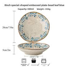 1pc Handmade Ceramic Dessert Plate, 8-Inch Ceramic Fruit Plate, Salad Plate, Serving Plate, Pasta Plate, Dessert Plate - Multicolor - View 2