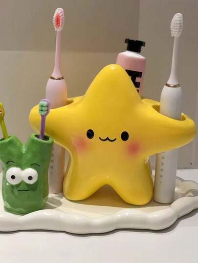 1个星形牙刷架，壁挂式浴室洗手池牙刷架