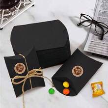 10个/30个/50个装可折叠牛皮纸枕形礼盒，配麻绳，感谢礼盒，适用于婚礼、新娘送礼会、生日、新年和节日礼品包装盒 - 彩色 - 查看 8