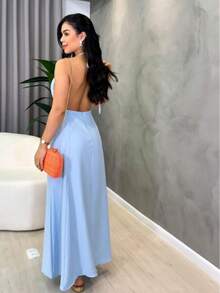 Vestidos Longo Alcinha Amarração No Pescoço Soltinho Confortável Novidade Verão Moda Feminina