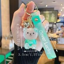 1pc Jelly Bear Keychain, Cute Cartoon Resin Bag Charm, Women's Car Key Chain, Ideal Gift