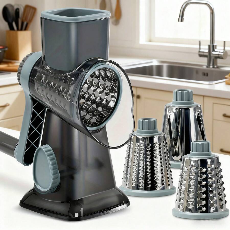 Cortador de verduras transparente azul multifunción, rebanador de frutas, rallador, conjunto de máquina rebanadora con pelador - Azul - Ver 1