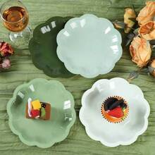 10pcs/20pcs/40pcs/50pcs,Green Fan-Shaped Gradient Green Paper Plate 7-Inch Disposable Decorative Dinner Plate Dessert Plate, Suitable For Valentine's Day, Wedding, Bridal Shower, Christmas Party Supplies (Green) - Green - View 5