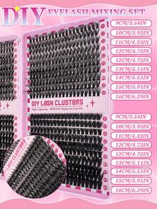 800/640/160 Clusters D Curl Individual Eyelashes, 0.07mm Thick, 9-16mm Mixed Length Eyelashes, DIY False Eyelashes At Home, Eyelash Clusters For Cartoon Lashes Daily Makeup, Lash Clusters, Lashes, Fake Lashes