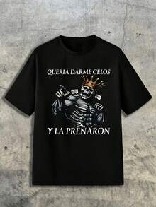 Imagen de un esqueleto con dorada que simboliza la victoria sobre los celos y la fuerza interior que supera el mostrando poder y libertad personal con mensaje audaz - Negro - Ver 8