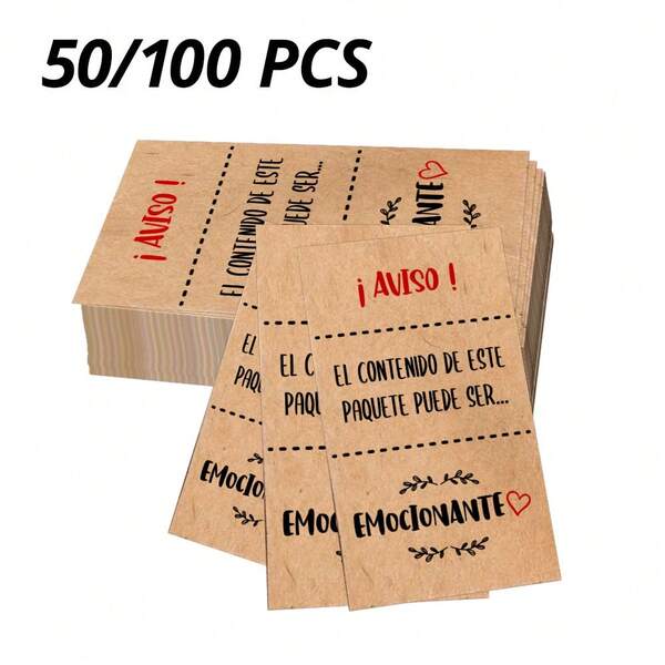 50/100 PCS Spanish Kraft Paper Thank You Cards, Interesting Shopping And Gift Thank You Cards With Spanish Text 9x5.4cm/3.5x2.1in Kraft Paper Cards, Suitable For Online Stores, Personal Shops, E-Commerce, Gift Shops, Gift Wrapping, Crafts