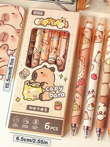 1pc/3pcs/6pcs Cute Cartoon Capybara Erasable Gel Pens, Random Pattern, Office/School Writing Gift Box Pens, Student Stationery Small Prize, Smooth Writing Quick-Drying, Daily Calligraphy Pen Tip, Learning Supplies, Birthday, Holiday, Party Gift, Capybara, Cute Stationery, Back To School - Multicolor - View 12