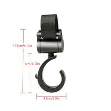 2pcs Black Baby Stroller Hooks: Rotatable And Large Hooks Convenient For Hanging Bags On Strollers. Allow For Hands-free Carrying Of Luggage. - Black - View 7